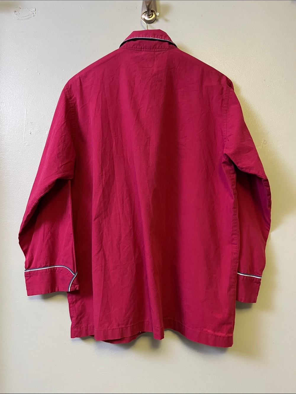 Dior Women's Raspberry Pink Piped Button-Front Pajama Top - Picture 3 of 4